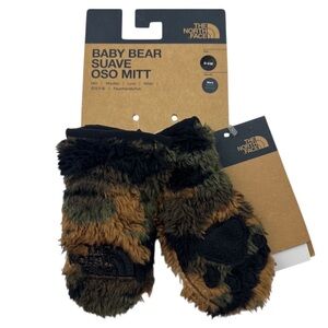 The North Face Baby Bear Suave Oso Infant Winter Mittens Size 0-6M Fleece Camo